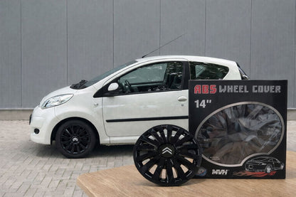Zwarte Wieldoppen Set - Geschikt voor bijv. Citroen - 14 Inch - Nieuw in Doos!
