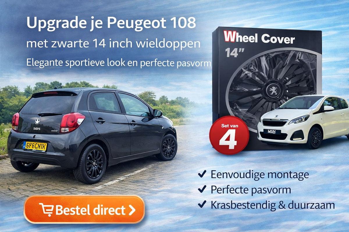Zwarte Wieldoppen Set - Geschikt voor bijv. Peugeot - 14 Inch - Nieuw in Doos!
